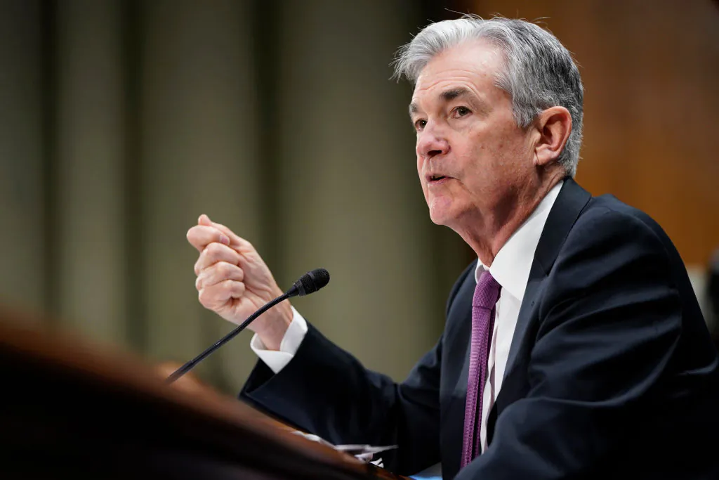 Federal Reserve Chairman Jerome Powell delivers the Federal Reserve's Semiannual Monetary Policy Report to the Senate Banking Committee in Washington, on Feb. 26, 2019. (Joshua Roberts/Getty Images)