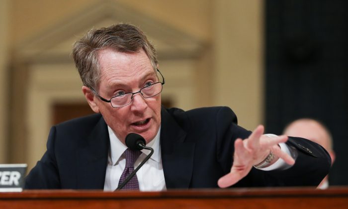 Ambassador Robert Lighthizer, U.S. Trade Representative, testifies at the House Ways and Means Committee hearing on U.S.-China Trade in Washington on Feb. 27, 2019. (Jennifer Zeng/The Epoch Times)