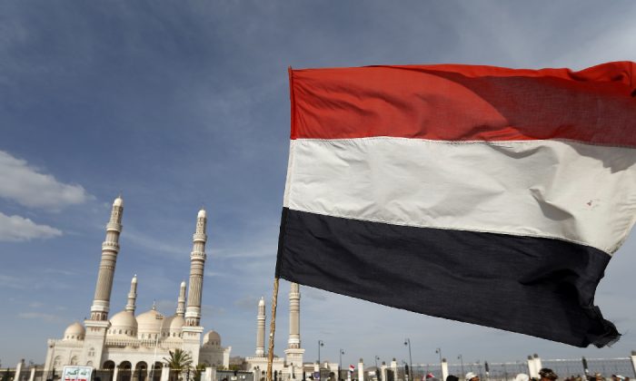 Yemen flag in Sanaa on May 20, 2017. (Mohammed Huwais/AFP/Getty Images)