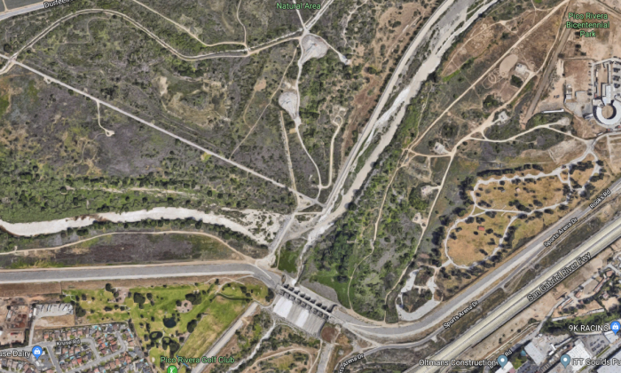 The Whittier Narrows Dam can be seen on Google Maps. (Screenshot/GoogleMaps)