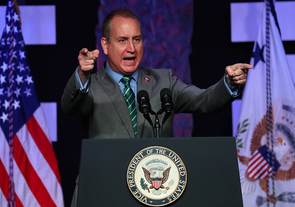 Rep. Mario Diaz-Balart (R-FL) speaks before Vice President Mike Pence takes to the podium