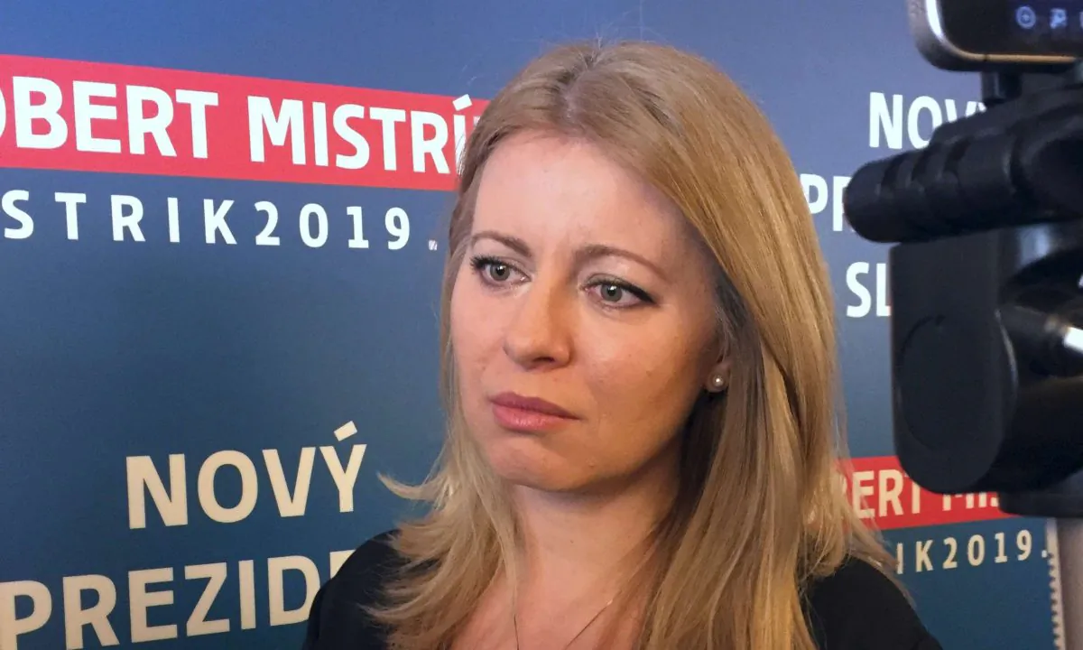 Presidential candidate Zuzaba Caputova speaks at a news conference in Bratislava, Slovakia, on Feb. 26, 2019. (Reuters)