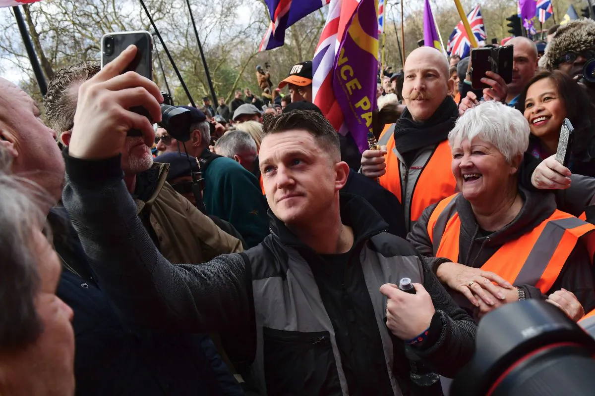 Tommy Robinson takes part in a rally in London on Dec. 9, 2018. (Chris J Ratcliffe/Getty Images)