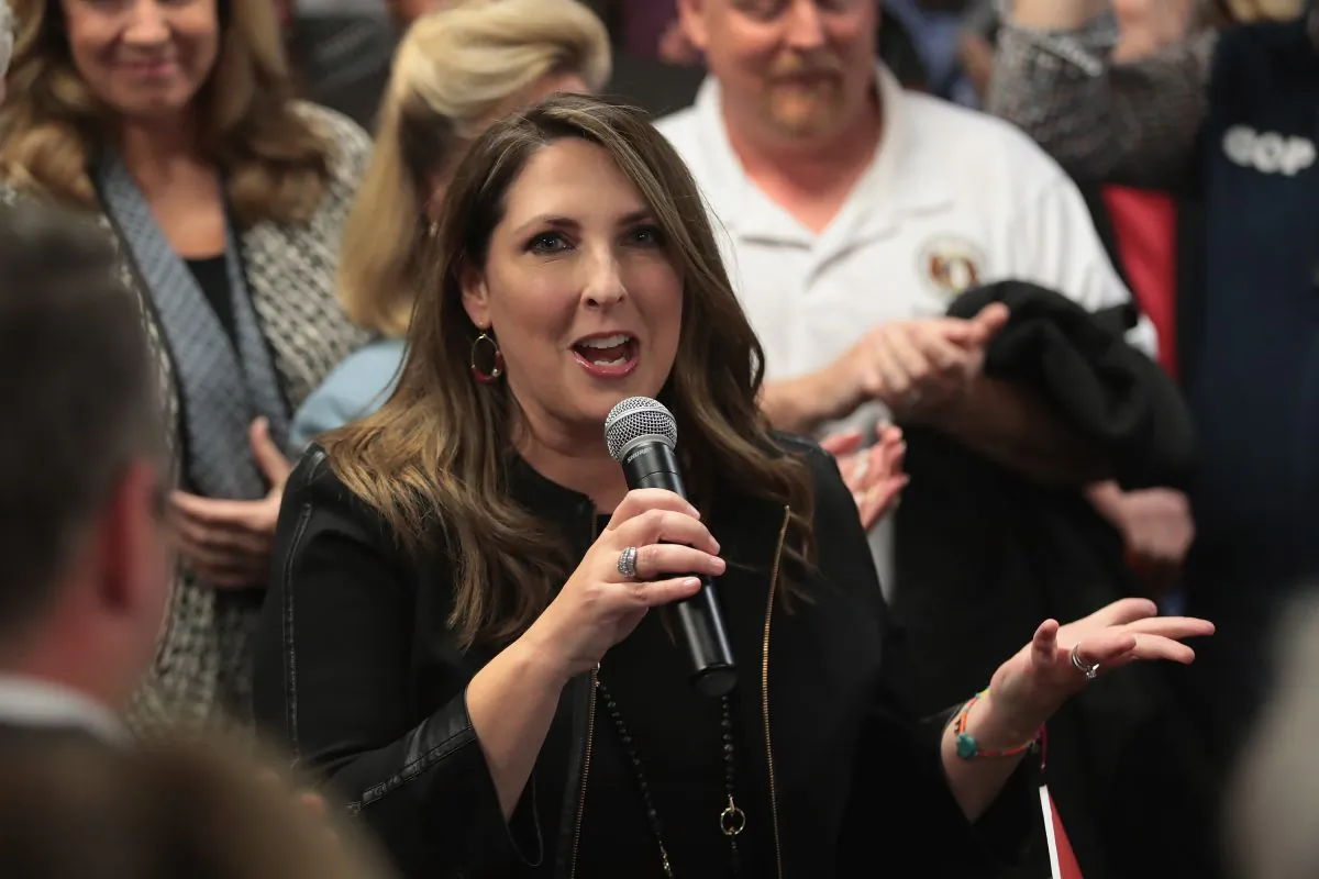 Chairwoman Ronna McDaniel of the Republican National Committee speaks. St Louis, Mo, on Nov. 5. (Scott Olson/Getty Images)