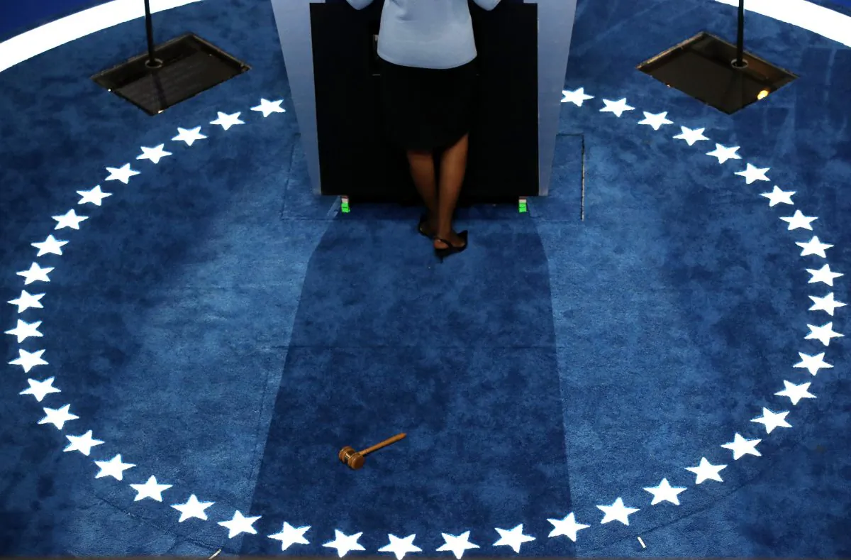 The gavel used to call to order lies on the ground after Baltimore Mayor Stephanie Rawlings-Blake opened the first day of the Democratic National Convention at the Wells Fargo Center, Jul. 25, 2016 in Philadelphia, Pa.