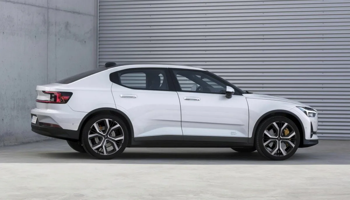 This undated photo made available by Polestar shows the Polestar 2 electric car in Spain. (Polestar via AP)