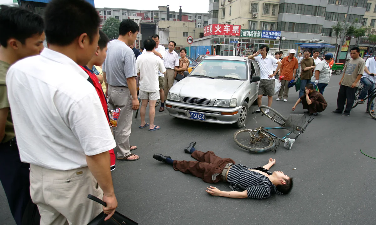 A man in a traffic accident in Beijing, China. (Cancan Chu/Getty Images)