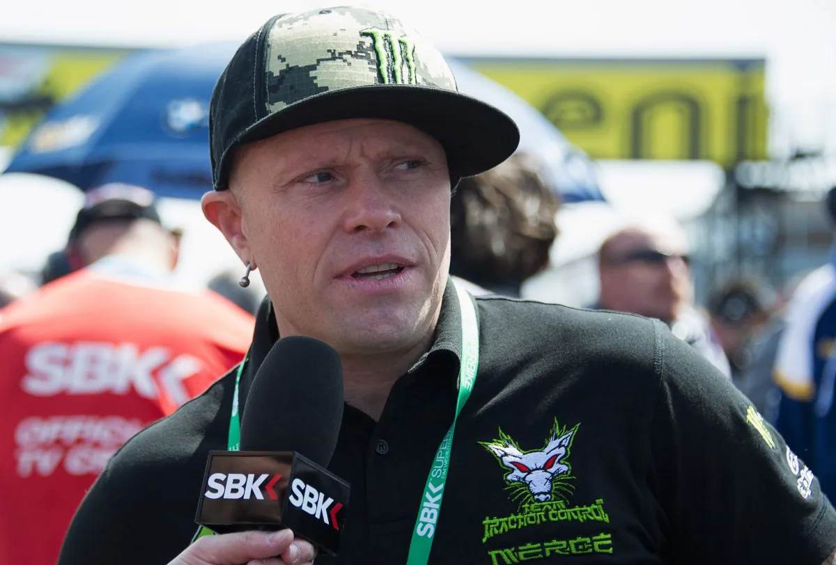 Keith Flint speak at the 2013 Superbikes FIM World Championship at Donington Park, England on May 26, 2013. (Mirco Lazzari gp/Getty Images)