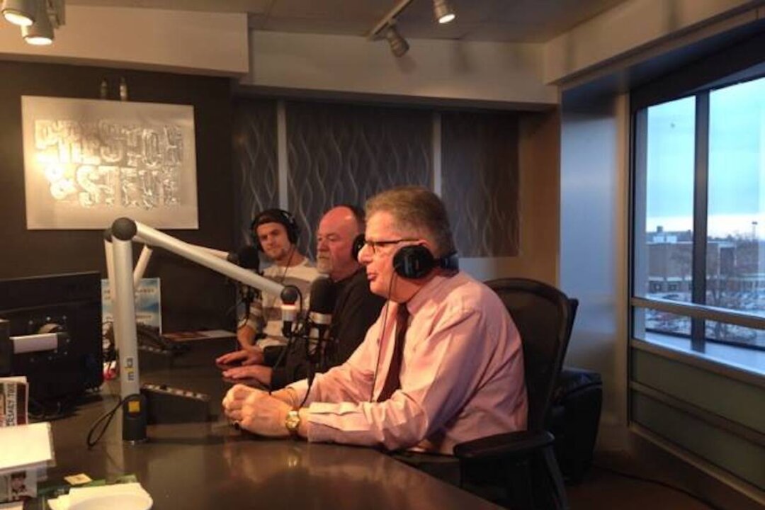 Dr. Steven Rosenberg speaking on the "Preston & Steve" morning radio show during the Great American Smokeout in Philadelphia, Pennsylvania 2014. (Courtesy of Dr. Steven Rosenberg)