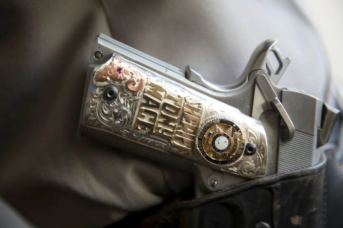 Cibola County Sheriff Tony Mace's side arm in Grants, New Mexico, U.S., Feb. 28, 2019. (Reuters/Adria Malcolm)