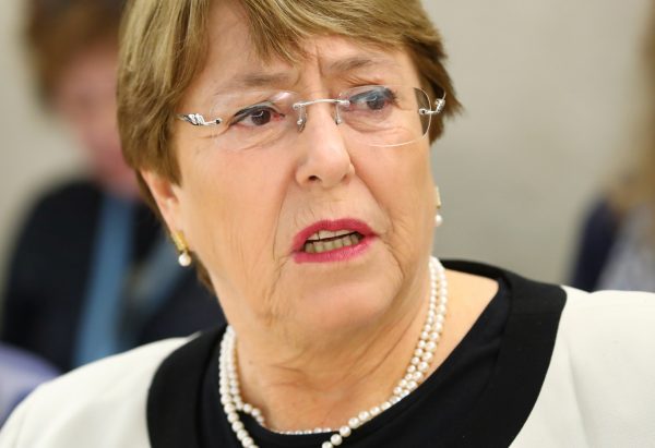 UN High Commissioner for Human Rights Bachelet attends a session of the Human Rights Council in Geneva