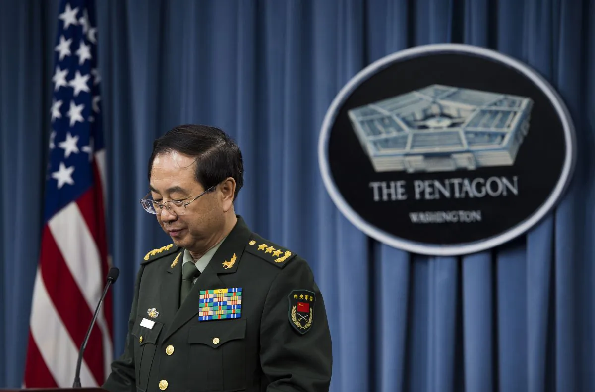 Fang Fenghui, then Chinese People's Liberation Army Chief of the General Staff General, speaks during a joint press conference with the Chairman of the Joint Chiefs of Staff at the Pentagon in Washington, DC, May 15, 2014. (JIM WATSON/AFP/Getty Images)