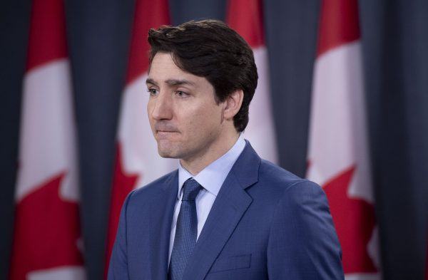 Prime Minister Justin Trudeau delivers remarks at the National Press Theatre in Ottawa on March 7, 2019. (The Canadian Press/Justin Tang)