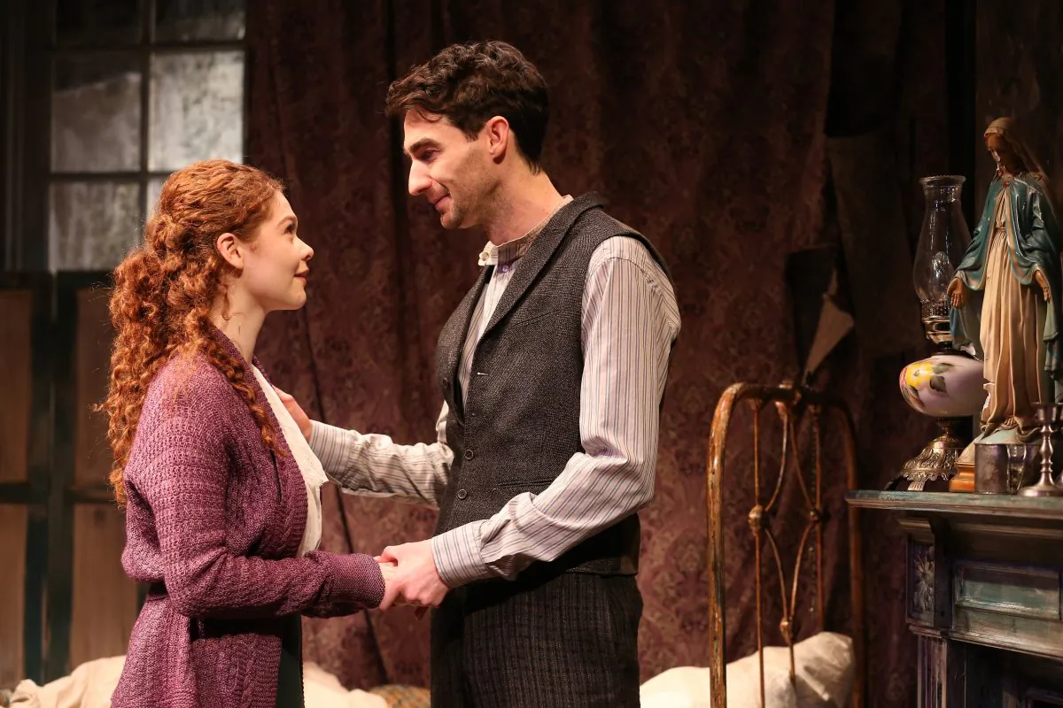 Meg Hennessy and James Russell in Irish Rep's 2019 production of “The Shadow of a Gunman.” (Carol Rosegg)