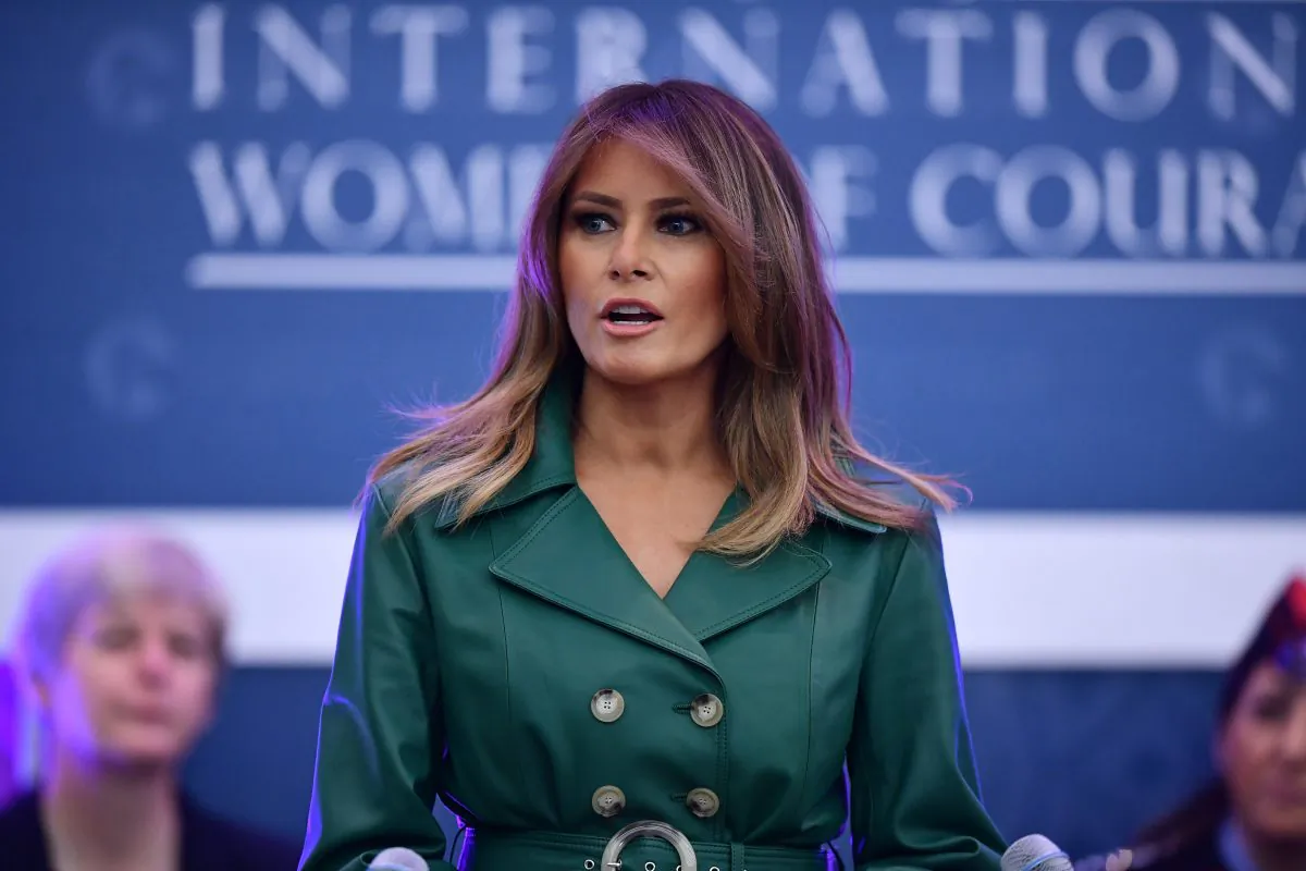 First lady Melania Trump speaks during the 2019 International Women of Courage awards ceremony at the US State Department in Washington on March 7, 2019. (MANDEL NGAN/AFP/Getty Images)