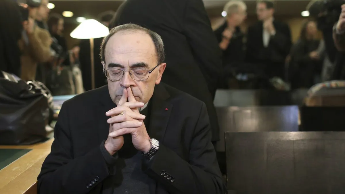 French Cardinal Philippe Barbarin waits for the start of his trial at the Lyon courthouse, central France on Jan. 7, 2019. Pope. (Laurent Cipriani/AP Photo, File)