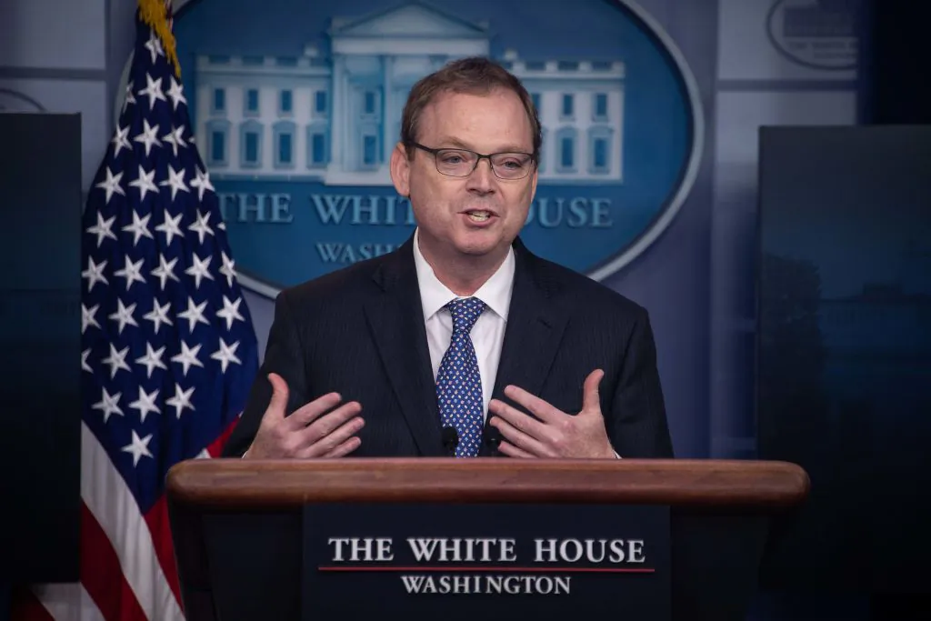 Kevin Hassett, Chairman of the Council of Economic Advisers, speaks during a briefing at the White House in Washington, DC, on September 10, 2018. (NICHOLAS KAMM/AFP/Getty Images)