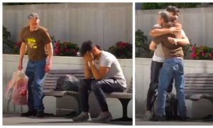 Homeless Man Finds Money in His Bag but Gives It All up After Overhearing Struggling Father’s Call