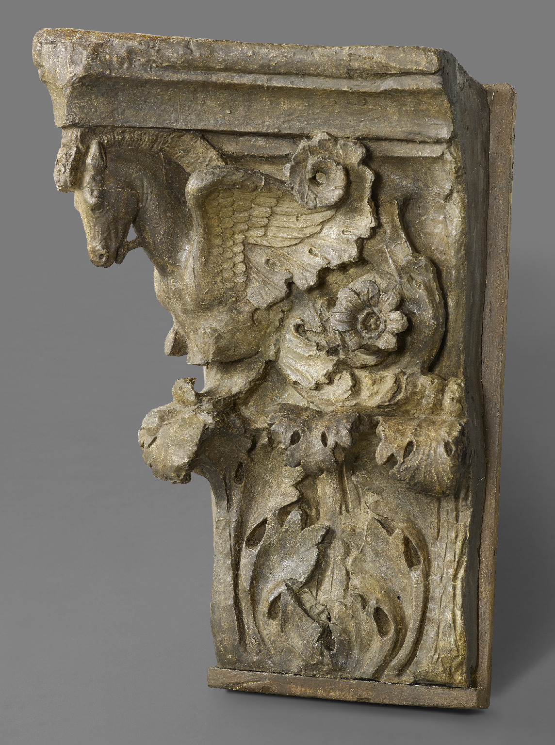 Architectural cast capital Pegasus horse