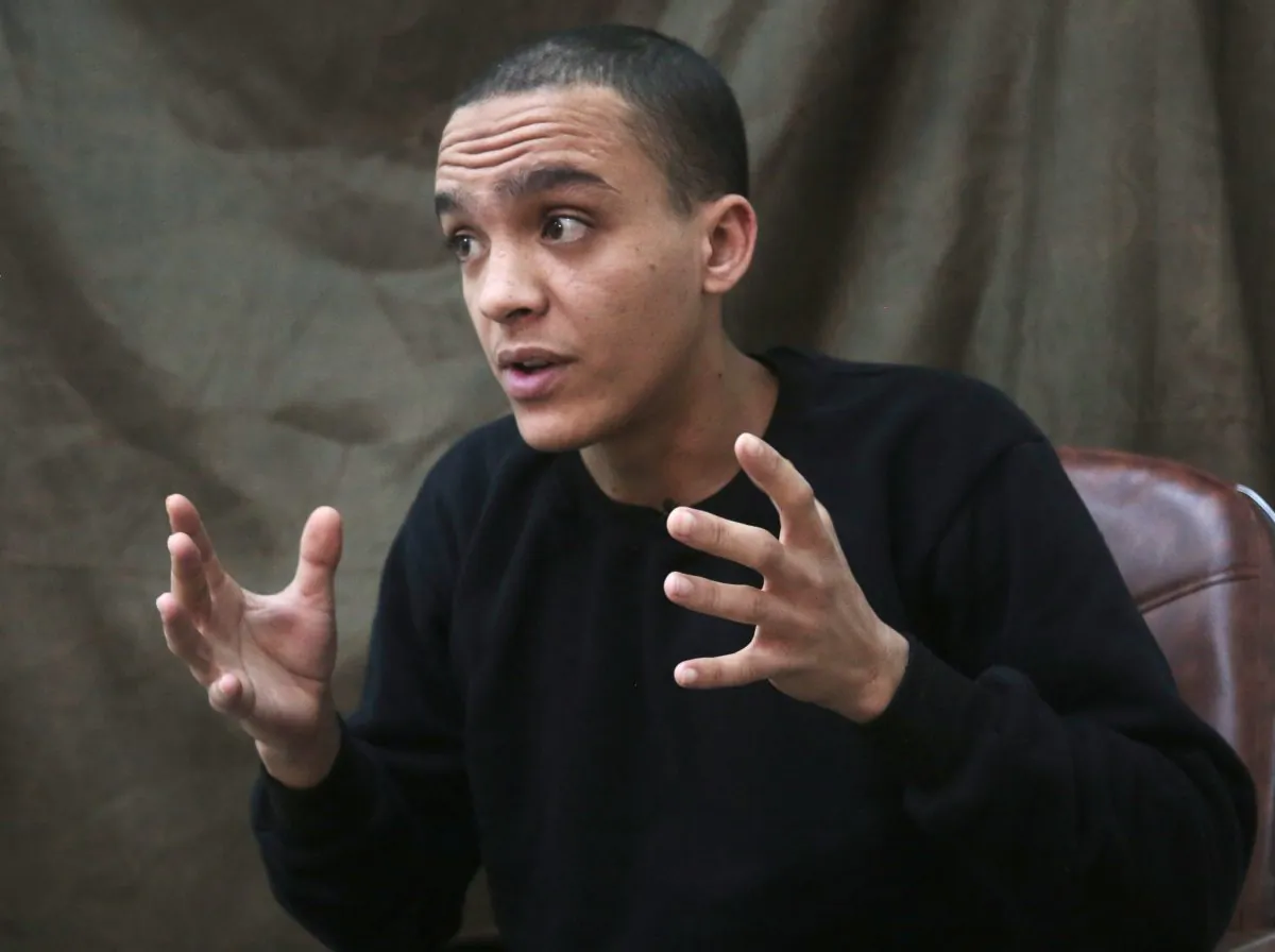 Mounsef al-Mkhayar, 22, an ISIS terrorist of Morrocan descent and Italian citizenship, gestures during an interview with Reuters, in Qamishli, Syria, on March 9, 2019. (Issam Abdallah/Reuters)