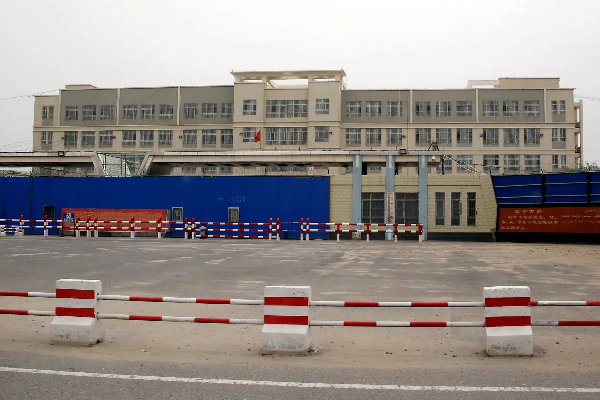 Part of what is officially called a vocational skills education centre in Hotan in Xinjiang Uyghur Autonomous Region, China on Sept. 7, 2018. (Thomas Peter/Reuters)