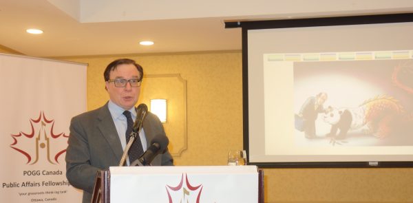 Professor Charles Burton from the University of Brock speaks at a Peace, Order, and Good Governance event in Ottawa, Canada on March 9, 2019. (The Epoch Times)