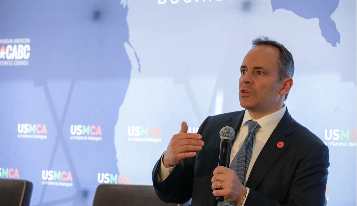 Governor Matt Bevin of Kentucky talks at the Prospects for USMCA Ratification Trilateral Dialogue in Washington, on Feb. 21, 2019. (Tasos Katopodis/Getty Images for CABC)