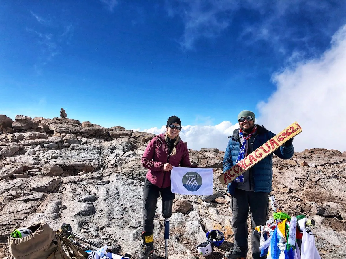 Kirstie Ennis on the summit of Aconagua mountain in the Andes mountain range. (Courtesy of Kirstie Ennis)