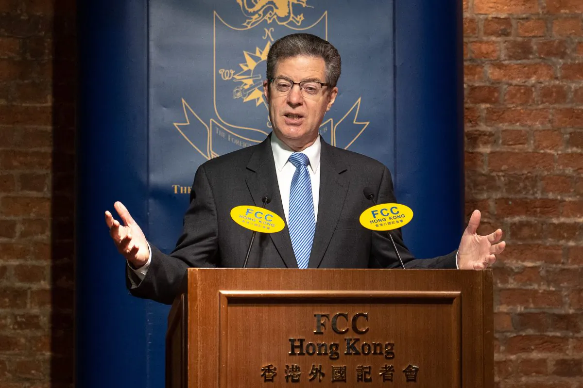 Sam Brownback, U.S. ambassador for religious freedom, delivered a speech at Hong Kong Foreign Correspondents' Club on March 8, 2019. (Li Yi/The Epoch Times)