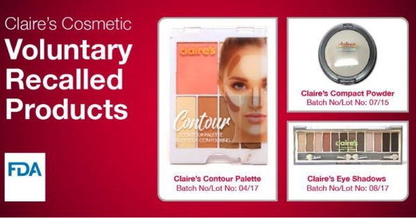 Claire's products subject to advisory