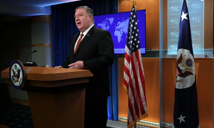 Secretary of State Mike Pompeo delivers remarks in the press briefing room of the State Department March 13, 2019 in Washington. (Alex Wong/Getty Images)