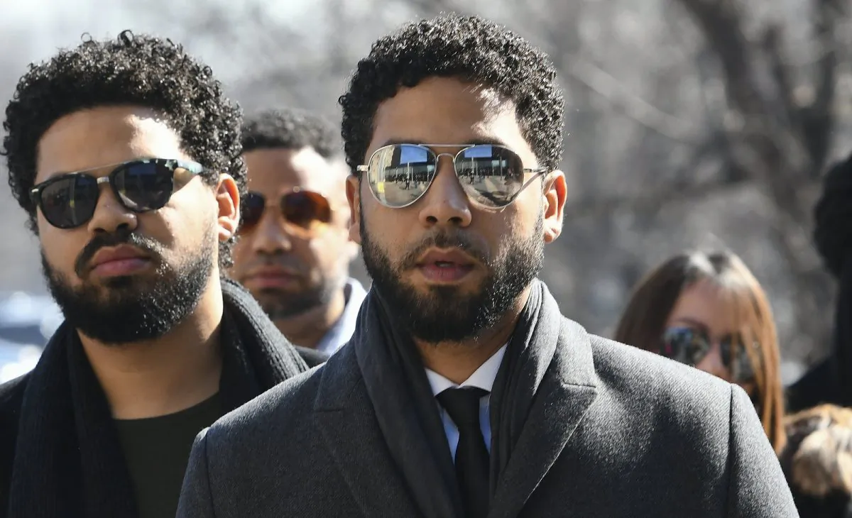 "Empire" actor Jussie Smollett (C), arrives at Leighton Criminal Court Building for a hearing to discuss whether cameras will be allowed in the courtroom during his disorderly conduct case, Chicago on March 12, 2019. (Matt Marton/AP Photo)