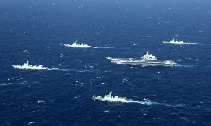 A Chinese navy formation during military drills in the South China Sea, on Jan. 2, 2017. (STR/AFP/Getty Images)