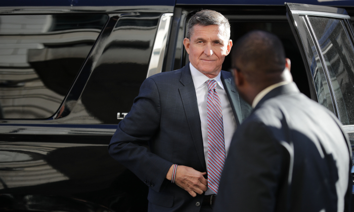 Former White House National Security Advisor Michael Flynn arrives at the Prettyman Federal Courthouse in Washington on Dec. 18, 2018. (Chip Somodevilla/Getty Images)