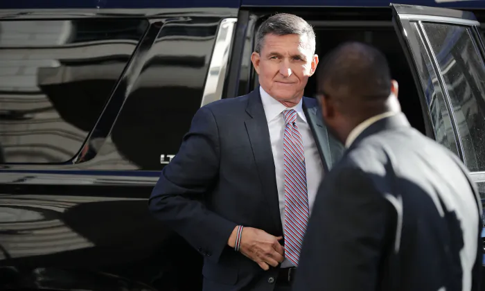 Former White House national security adviser Michael Flynn arrives at the Prettyman Federal Courthouse in Washington on Dec. 18, 2018. (Chip Somodevilla/Getty Images)