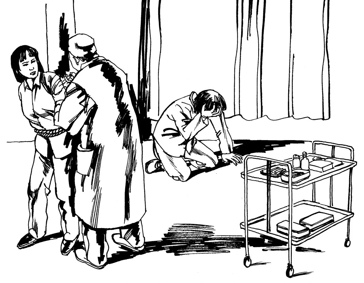 Illustration of a victim being forcibly injected with psychiatric drugs. Psychiatric abuse as a method of persecution is common in China, particularly against Falun Dafa adherents. (Minghui.org)