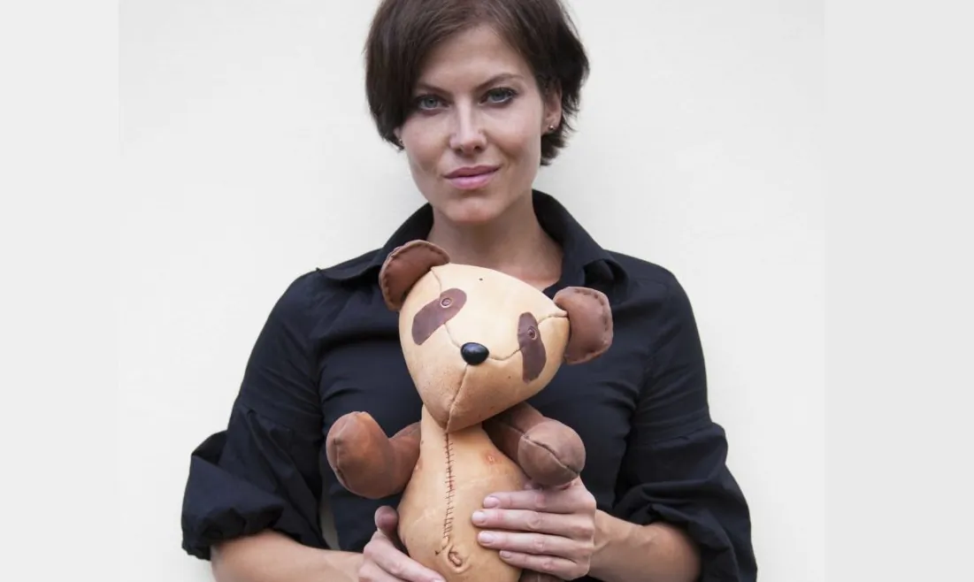 Czech artist Barbora Balkova holding a panda bear (Courtesy of Barbora Balkova)