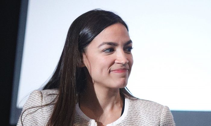 Rep. Alexandria Ocasio-Cortez (D-N.Y.) on stage during the 2019 Athena Film Festival in New York City on March 3, 2019. (Lars Niki/Getty Images for The Athena Film Festival)