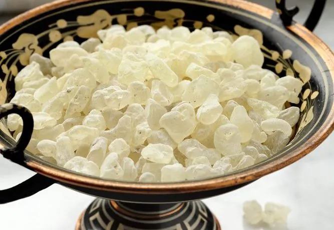 Mastic tears are a translucent off-white and brittle to the touch. (Shutterstock)