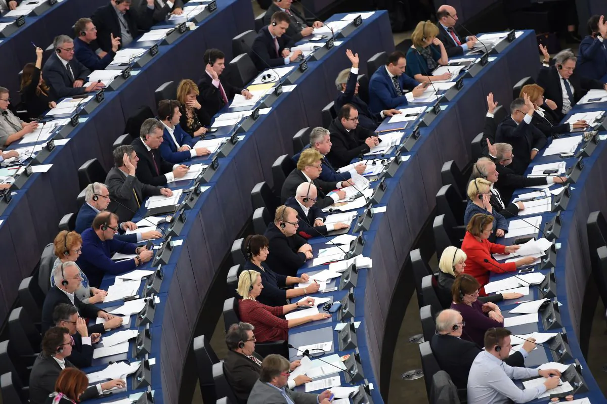 Members of the European Parliament take part in a voting session during a plenary session at the European Parliament in Strasbourg, France, on Dec. 11, 2018. (Frederick Florin/AFP/Getty Images)