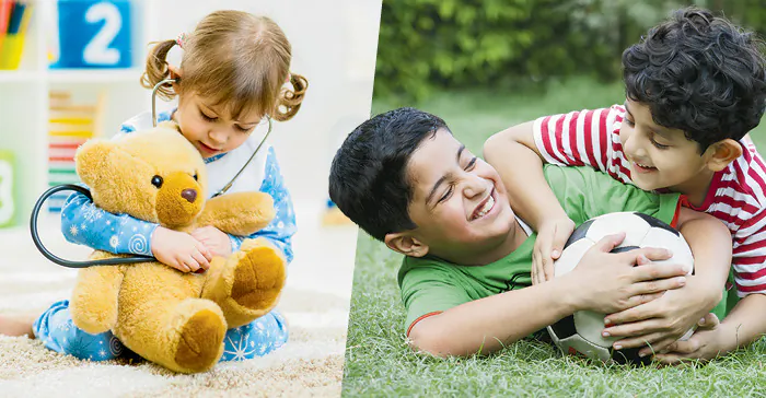 Girls tend to develop and process language, language fluency, and verbal memory earlier than boys do. From birth, boys are more aggressive, competitive, and self-assertive than girls. (Oksana Kuzmina/Shutterstock and (India Picture/Shutterstock) 