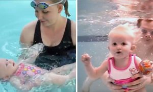 Adorable 16-Month-Old Jumps in and Swims to the Other Side of the Pool in Just One Breath
