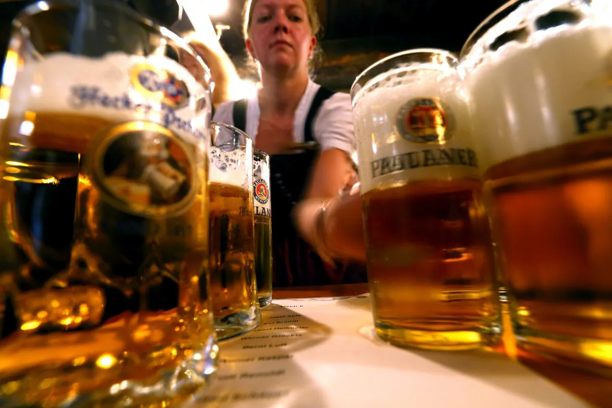 Glasses of Paulaner beer during a festival in Germany on Sept. 12, 2016. The Paulaner brewery was established by monks in the 17th century, who found a way of brewing beer with enough nutrients to sustain them through Lent without food. (Alexander Hassenstein/Getty Images)