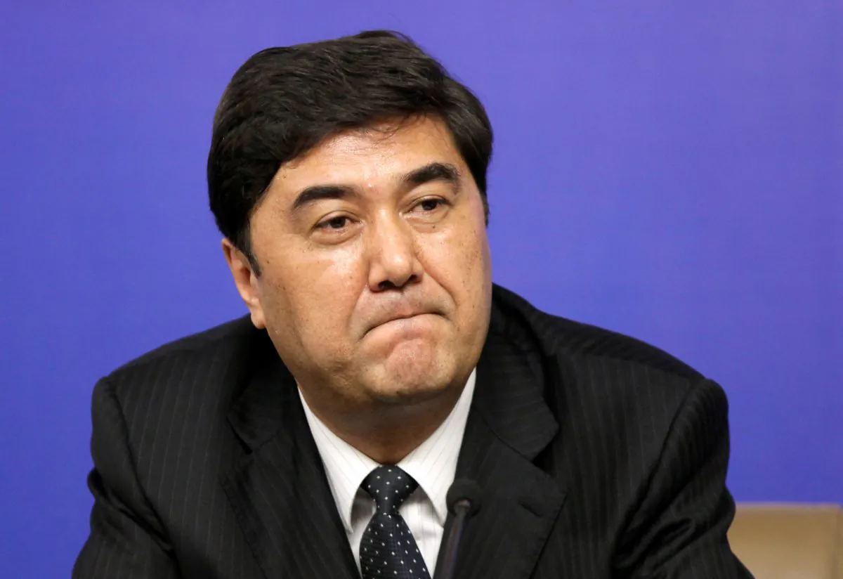Nur Bekri, former governor of Xinjiang, attends a news conference during the annual session of China's rubber-stamp legislature, the National People's Congress, in Beijing on March 7, 2010. (Jason Lee/Reuters)