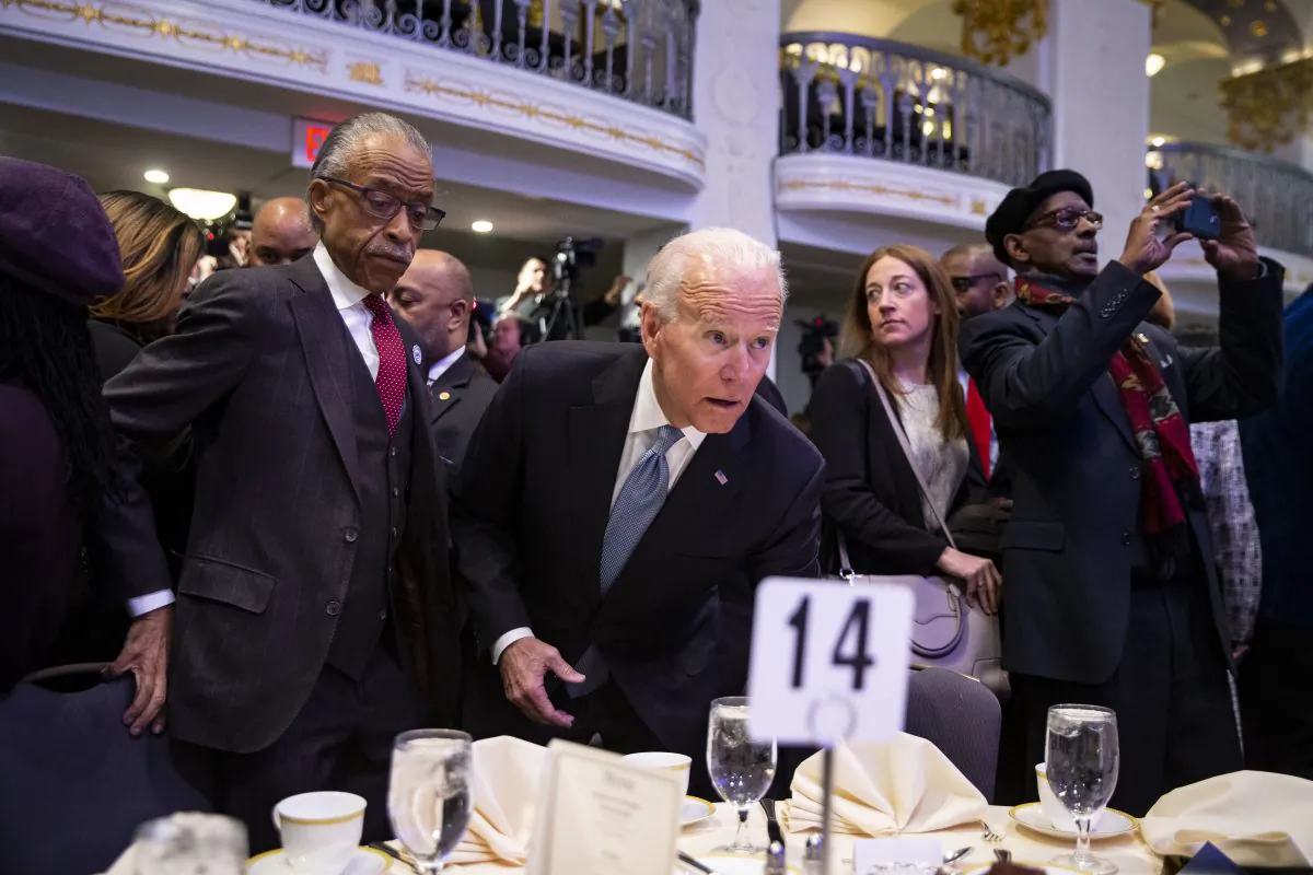 Rev. Al Sharpton (L), and former Vice President Joe Biden during the National Action Network Breakfast on Jan. 21, 2019, in Washington. (Al Drago/Getty Images)