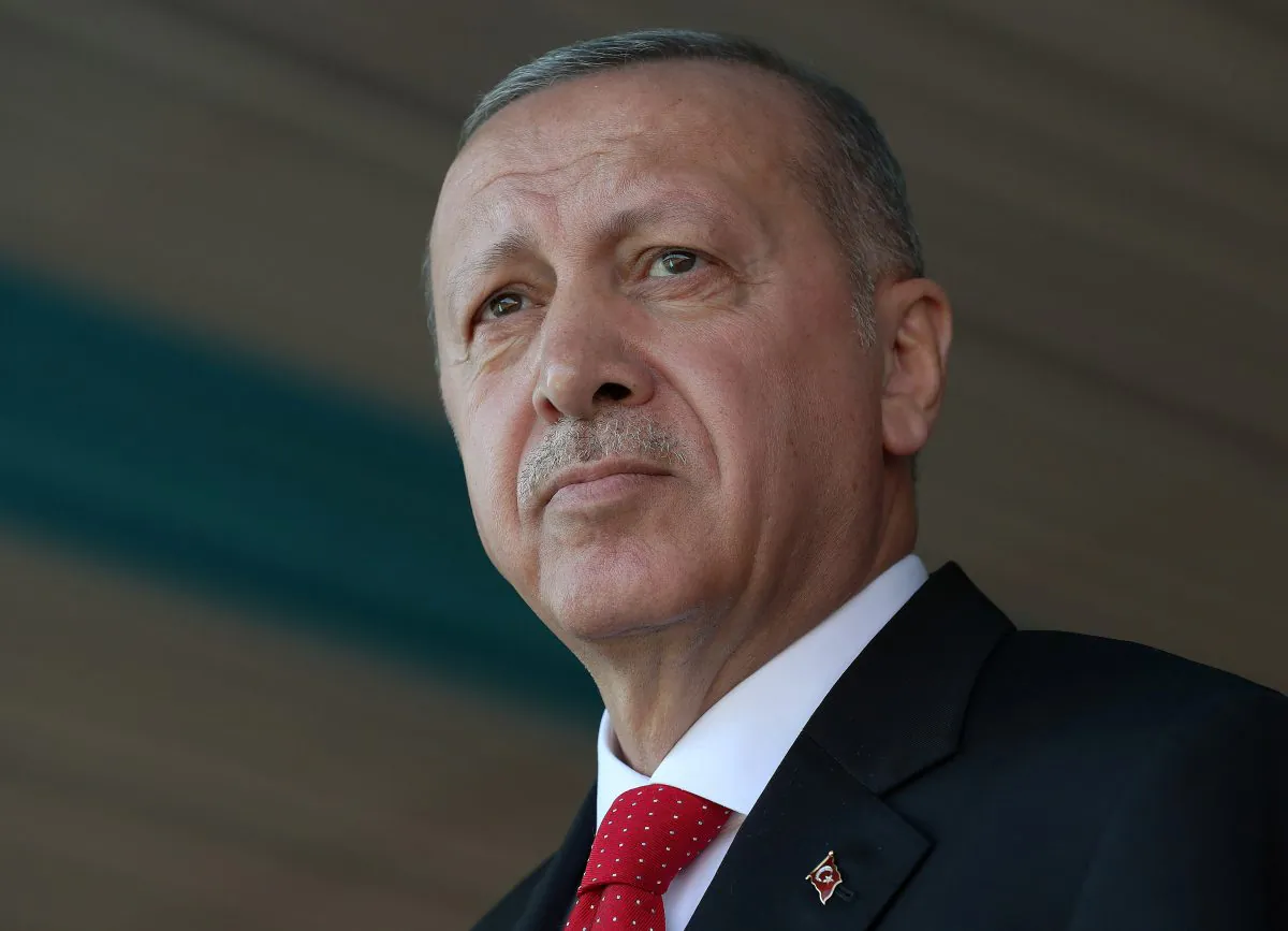 Turkish President Tayyip Erdogan attends a ceremony marking the 104th anniversary of Battle of Canakkale, also known as the Gallipoli Campaign, in Canakkale, Turkey, on March 18, 2019. (Cem Oksuz/Presidential Press Office/Handout via Reuters)