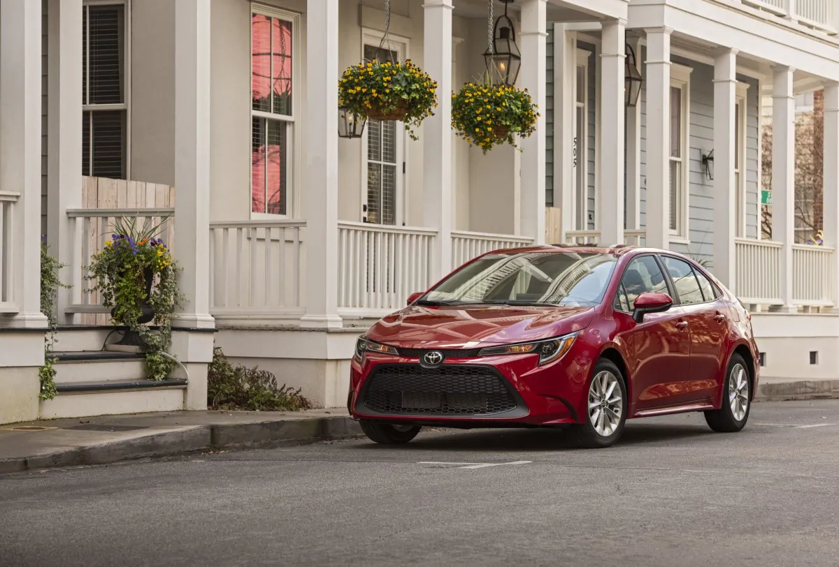 2020 Toyota Corolla LE in Barcelona Red Metallic. (Courtesy of Toyota)