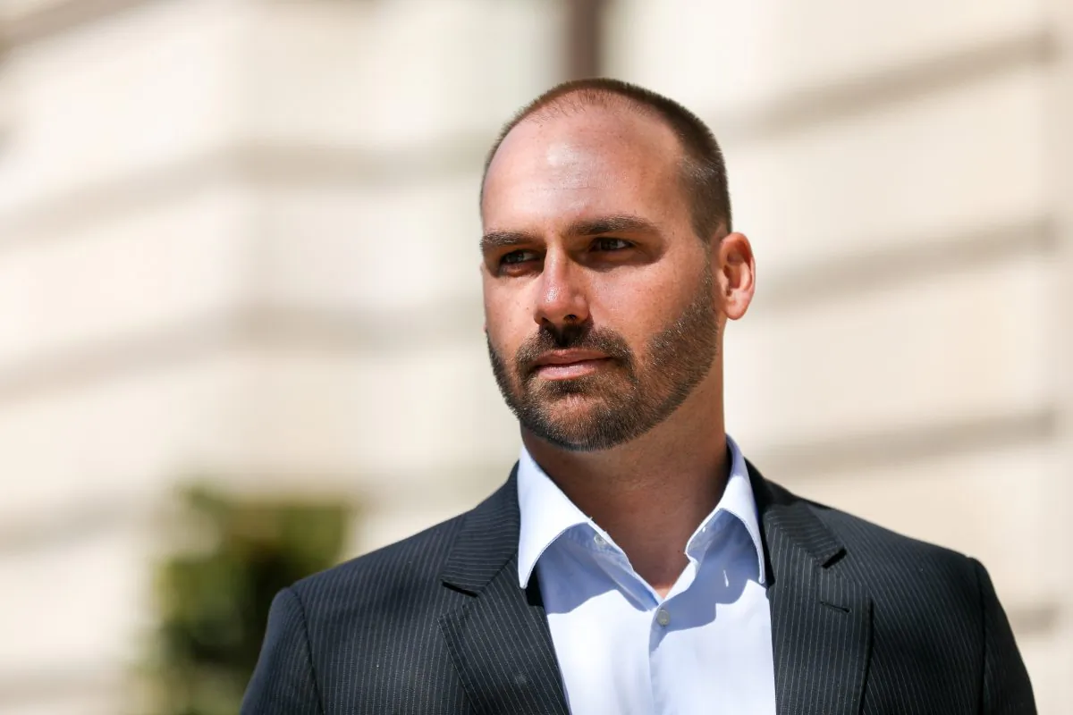 Eduardo Bolsonaro, Brazilian congressman and son of Brazil's President Jair Bolsonaro, during an interview in Washington on March 16, 2019. (Charlotte Cuthbertson/The Epoch Times)
