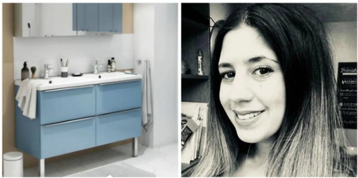 A cabinet similar to the one in question and Kayleigh Greer (B&Q / DIY ; Twitter)