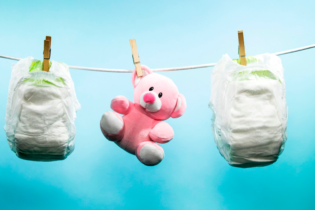 Baby diapers and toy. (JOEL SAGET/AFP/Getty Images)